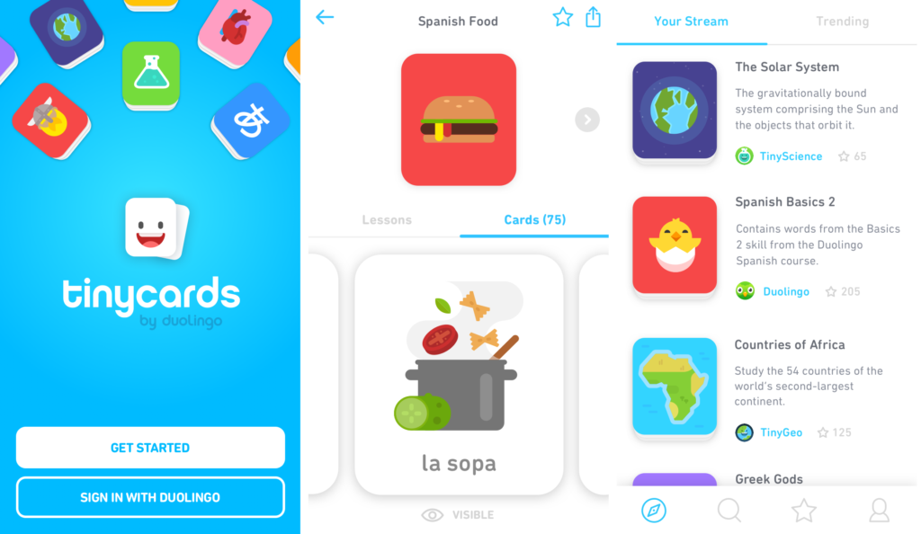 Ứng dụng flashcard tiếng Anh Tiny cards by Duolingo